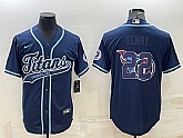Men's Tennessee Titans #22 Derrick Henry Navy Team Big Logo With Patch Cool Base Stitched Baseball Jersey,baseball caps,new era cap wholesale,wholesale hats